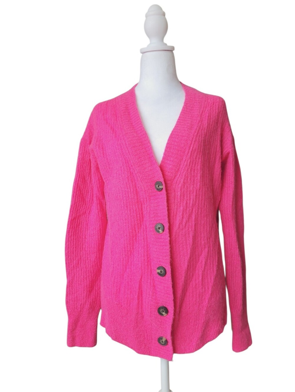 Everlane Alpaca Blend Oversized Cardigan Fuzzy Hot Pink XXS